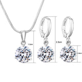 21 Colors Jewelry Sets for Women Round Cubic Zircon Hypoallergenic Copper Necklace Earrings Jewelry Sets