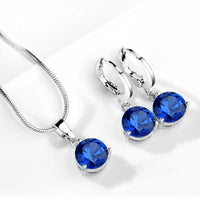 21 Colors Jewelry Sets for Women Round Cubic Zircon Hypoallergenic Copper Necklace Earrings Jewelry Sets