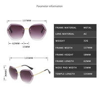 Sunglasses Women Cutting Lens Rimless Gradient Retro Alloy Frames Eyewear Oculos De Sol