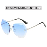 Sunglasses Women Cutting Lens Rimless Gradient Retro Alloy Frames Eyewear Oculos De Sol