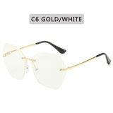 Sunglasses Women Cutting Lens Rimless Gradient Retro Alloy Frames Eyewear Oculos De Sol