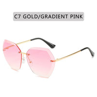 Sunglasses Women Cutting Lens Rimless Gradient Retro Alloy Frames Eyewear Oculos De Sol