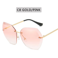 Sunglasses Women Cutting Lens Rimless Gradient Retro Alloy Frames Eyewear Oculos De Sol