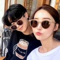 New Korean Retro Cat Eye Sunglasses Women Fashion Wild Round Frame Sun Glasses Men Brand Design Trend Mirror Sunglass UV400