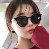 New Korean Retro Cat Eye Sunglasses Women Fashion Wild Round Frame Sun Glasses Men Brand Design Trend Mirror Sunglass UV400