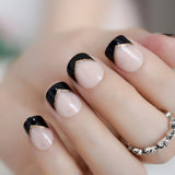 Strass Fake Nails Square Metallic Nail Art Tips Gun Dark Grey Mirror Nail Crystal Decorated Manicure Fingernails with Glue Tabs