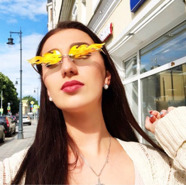 Fire Flame Sunglasses Women Men Vintage Sun Glasses Eyewear Trendy Streetwear