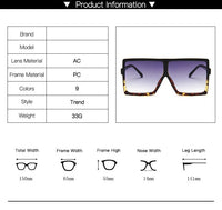 Plastic Oversized Sunglasses Women Big Square Frame Sunglasses for Female UV400 Sun Glasses Oculos Masculino