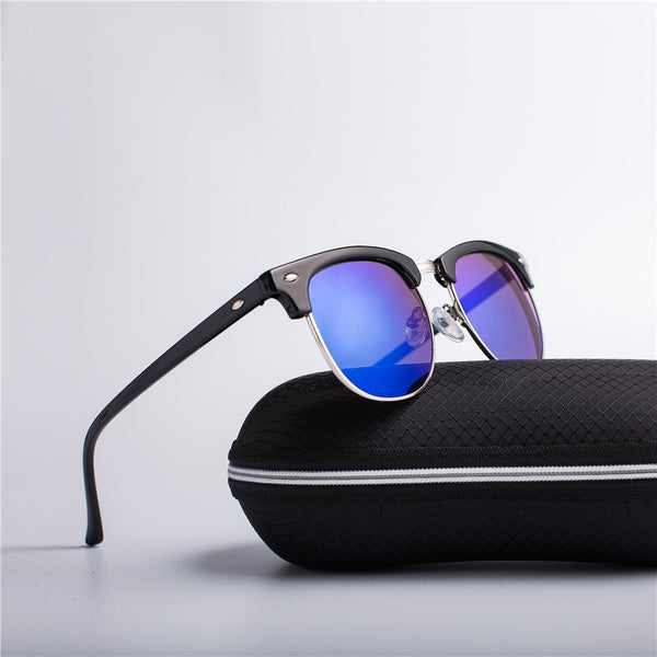 Half Metal Sunglasses Men/Women Retro Rivet Lens Classic Sun Glasses Female Oculos UV400