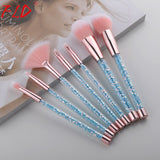 7 Pcs Unicorn Glitter Makeup Brushes Set Diamond Crystal Handle Powder Foundation Eyebrow Eyeliner Face MakeUp Brush Set