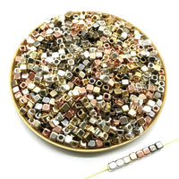 200Pcs 4mm Acrylic Plated CCB Square Seed Space Beads for Jewelry Making DIY Bracelet Necklaces