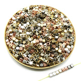 200Pcs 4mm Acrylic Plated CCB Square Seed Space Beads for Jewelry Making DIY Bracelet Necklaces