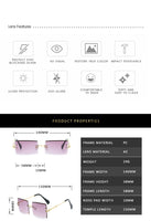 Retro Sunglasses Women Rimless Gradient Sun Glasses Shades Cutting Lens Ladies Frameless Eyeglasses