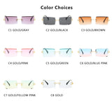 Retro Sunglasses Women Rimless Gradient Sun Glasses Shades Cutting Lens Ladies Frameless Eyeglasses