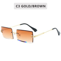 Retro Sunglasses Women Rimless Gradient Sun Glasses Shades Cutting Lens Ladies Frameless Eyeglasses