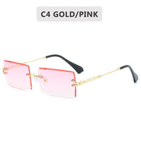 Retro Sunglasses Women Rimless Gradient Sun Glasses Shades Cutting Lens Ladies Frameless Eyeglasses