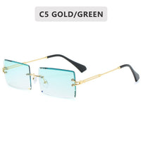 Retro Sunglasses Women Rimless Gradient Sun Glasses Shades Cutting Lens Ladies Frameless Eyeglasses