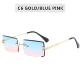 Retro Sunglasses Women Rimless Gradient Sun Glasses Shades Cutting Lens Ladies Frameless Eyeglasses