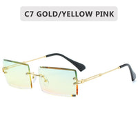 Retro Sunglasses Women Rimless Gradient Sun Glasses Shades Cutting Lens Ladies Frameless Eyeglasses