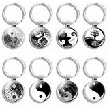 Yin Yang Keychain Yin Yang Owls Cats Tree of Life Keychain Tai Chi Keychain Yin Yang Gifts for Men Women