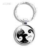 Yin Yang Keychain Yin Yang Owls Cats Tree of Life Keychain Tai Chi Keychain Yin Yang Gifts for Men Women