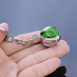 Clover Keychain Four Leaf Clover Glass Ball Double Side Pendant Metal Keyring Lucky Gift for Men