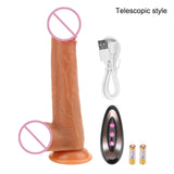 10 Frequency Realistic Dildo Vibrator Masturbation Remote Telescopic Vibrators Flexible Soft Silicone 42°Heating