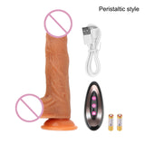 10 Frequency Realistic Dildo Vibrator Masturbation Remote Telescopic Vibrators Flexible Soft Silicone 42°Heating