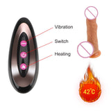 10 Frequency Realistic Dildo Vibrator Masturbation Remote Telescopic Vibrators Flexible Soft Silicone 42°Heating