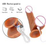 10 Frequency Realistic Dildo Vibrator Masturbation Remote Telescopic Vibrators Flexible Soft Silicone 42°Heating