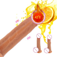 10 Frequency Realistic Dildo Vibrator Masturbation Remote Telescopic Vibrators Flexible Soft Silicone 42°Heating