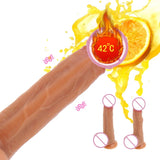 10 Frequency Realistic Dildo Vibrator Masturbation Remote Telescopic Vibrators Flexible Soft Silicone 42°Heating