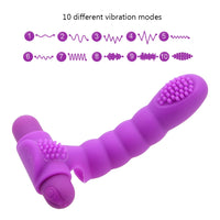 With 10 Powerful Vibration Masturbator for Women Finger Sleeve Vibrator Clitoris Stimulator Vaginal Massager