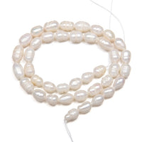 Natural Freshwater Pearl Beads High Quality 34cm Rice Shape Punch Loose Beads for DIY Elegant Necklace Bracelet Jewelry Making