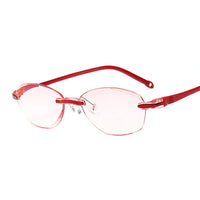 Anti Blue Reading Glasses Women Dimond Cutting Rimless Eyewear Anti Fatigue Hyperopia Presbyopic Glasses +1.5