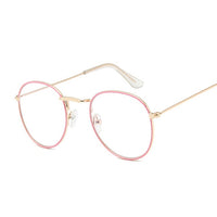 Fashion Vintage Clear Lens Pink Glasses Women Nerd Eyewear Retro Metal Frame Eyeglasses Black Small Round Circle Eye Glasses