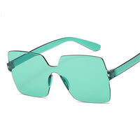 Rimless Square Sunglasses Women Shades Sun Glasses Female Pink