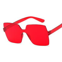 Rimless Square Sunglasses Women Shades Sun Glasses Female Pink