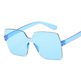 Rimless Square Sunglasses Women Shades Sun Glasses Female Pink