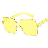 Rimless Square Sunglasses Women Shades Sun Glasses Female Pink