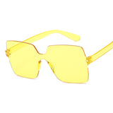 Rimless Square Sunglasses Women Shades Sun Glasses Female Pink