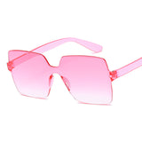 Rimless Square Sunglasses Women Shades Sun Glasses Female Pink