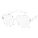 Rimless Square Sunglasses Women Shades Sun Glasses Female Pink