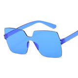 Rimless Square Sunglasses Women Shades Sun Glasses Female Pink