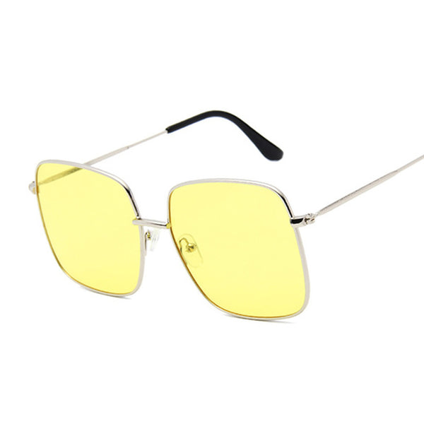 Big Square Sunglasses Women Shades Progressive Metal Color Sun Glasses for Female