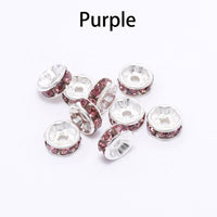 50pcs/lot 4 6 8 10mm Gold  Rhinestone Rondelles Crystal Bead Loose Spacer Beads for DIY Jewelry Making Accessories Supplie