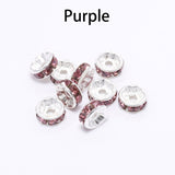 50pcs/lot 4 6 8 10mm Gold  Rhinestone Rondelles Crystal Bead Loose Spacer Beads for DIY Jewelry Making Accessories Supplie