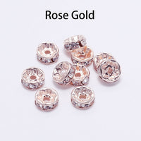 50pcs/lot 4 6 8 10mm Gold  Rhinestone Rondelles Crystal Bead Loose Spacer Beads for DIY Jewelry Making Accessories Supplie