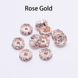 50pcs/lot 4 6 8 10mm Gold  Rhinestone Rondelles Crystal Bead Loose Spacer Beads for DIY Jewelry Making Accessories Supplie