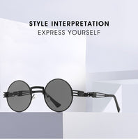 Retro Gothic Steampunk Round Sunglasses Men Women Round Frame Metal Surround Frame Sunglasses